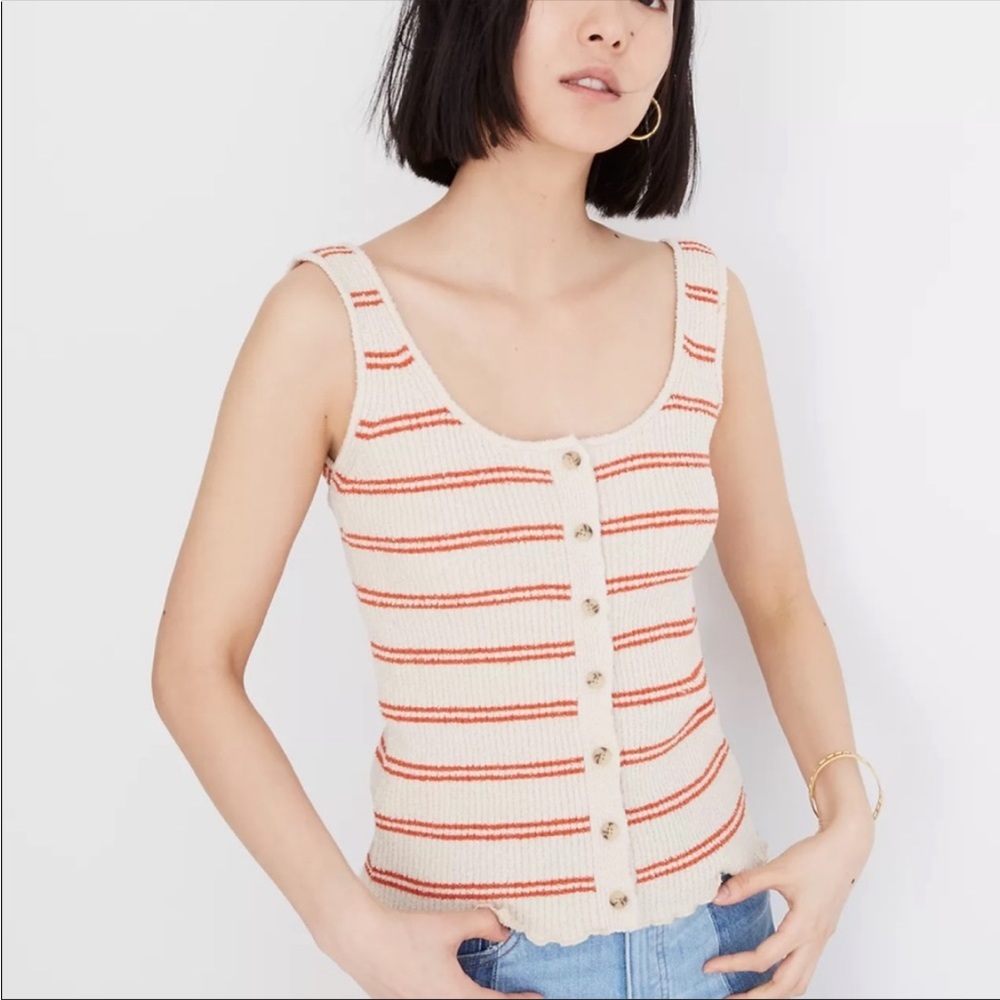 Madewell Kingston Button Front Stripe Sweater Tank